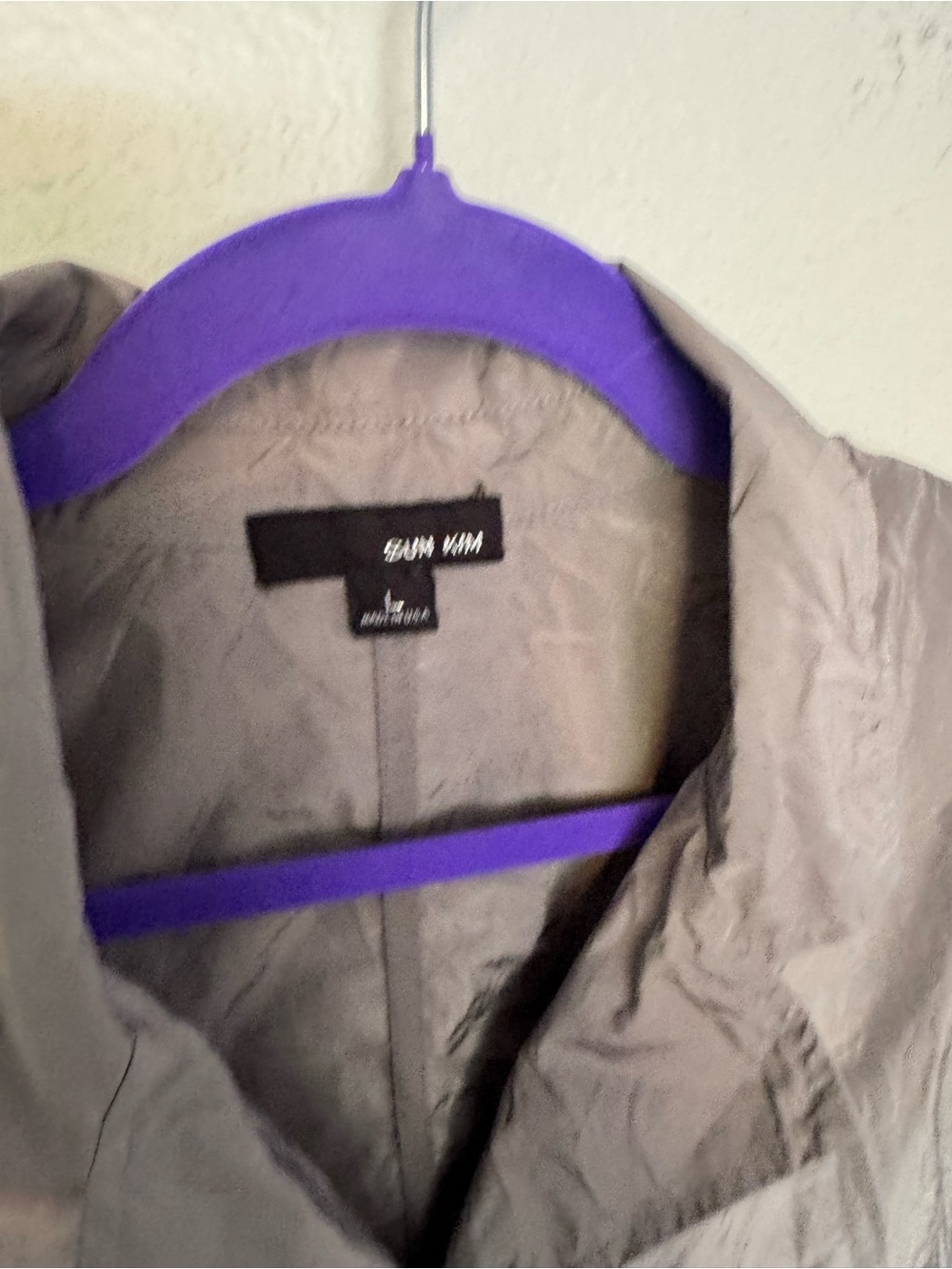 Sun Kim Crinkle Phoenix Boyfriend Jacket Steel Grey Size Large EUC - Picture 7 of 10